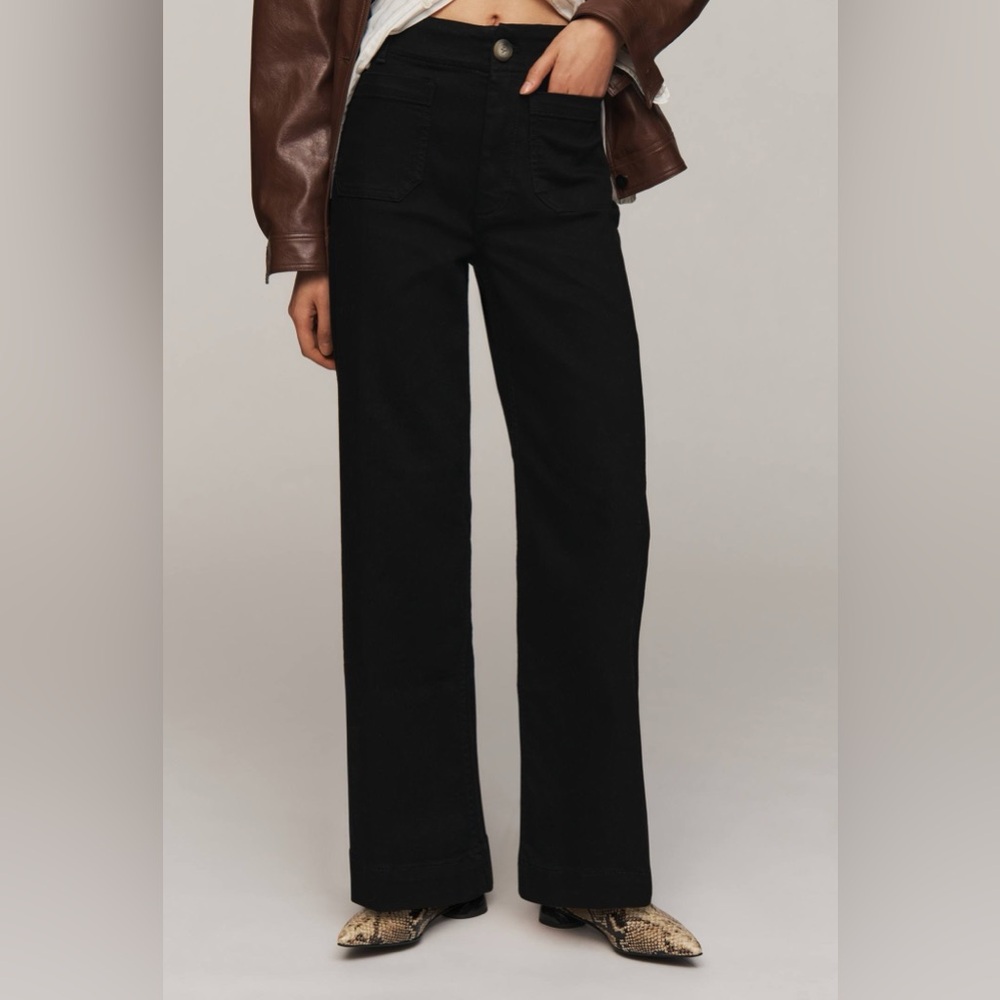 Maeve The Colette by Anthropologie black pants, size 24P, high rise, wide leg